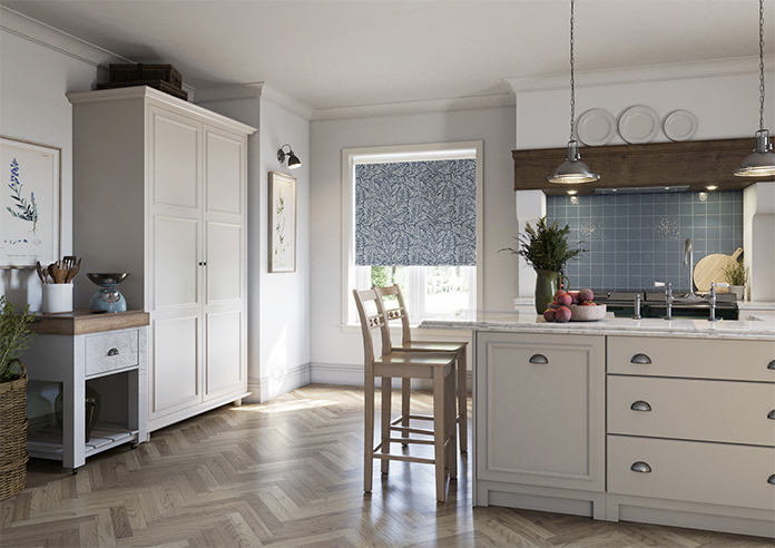 Balmy Palms (Blackout), Pacific Blue - Motorised Roller Blind - Image 7